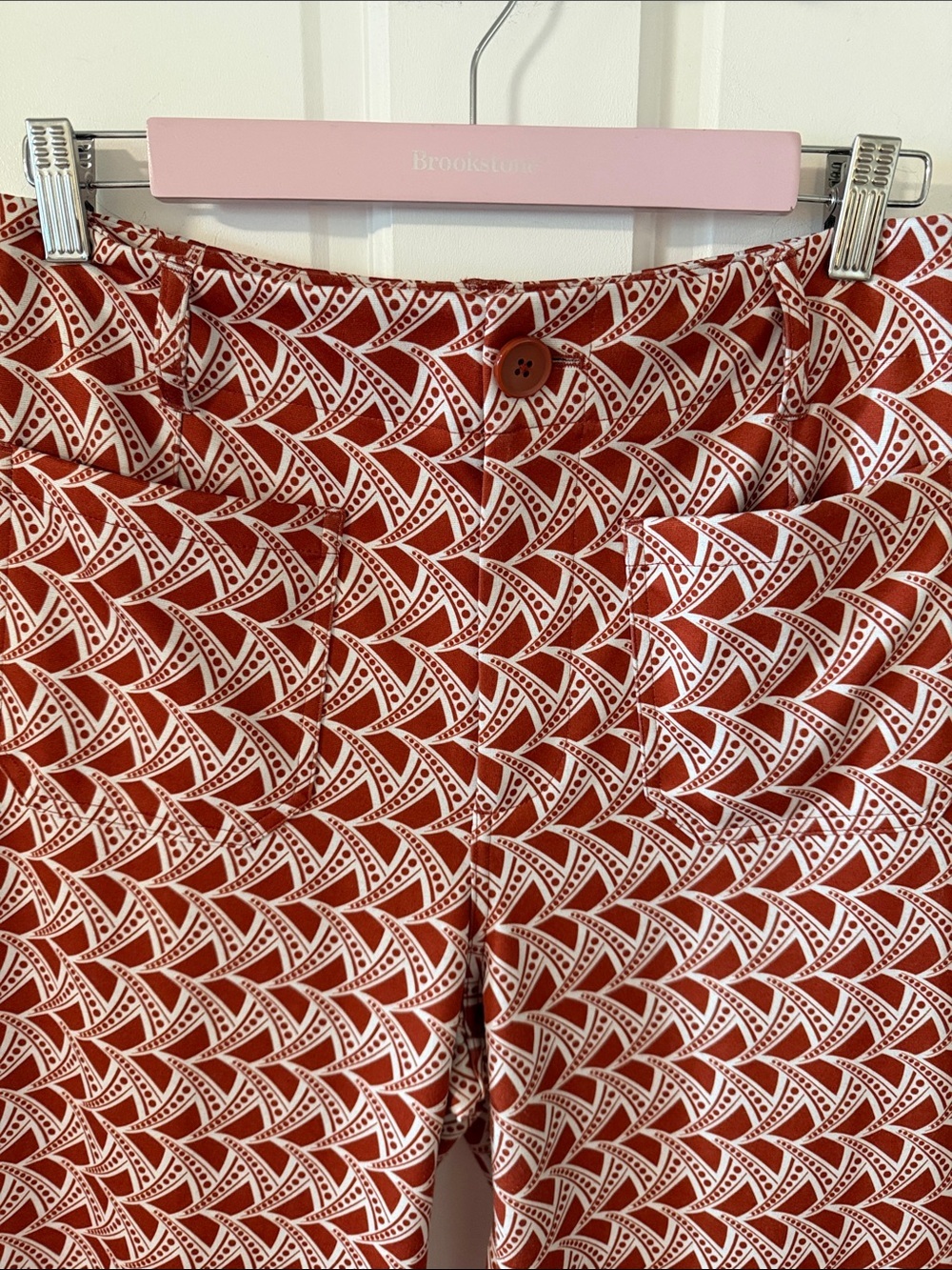Jones New York Geometric Ponte Cropped Straight Leg Pants - Rust/White Size 8 - Picture 4 of 5